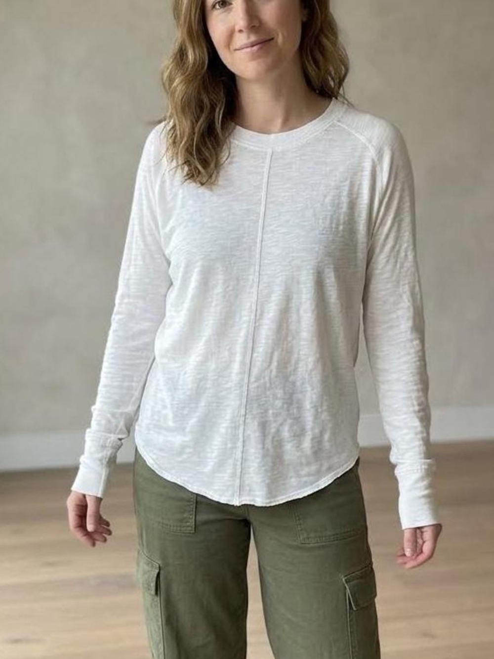 Free People (We The Free) Long Sleeve Seam Tee White SZ L